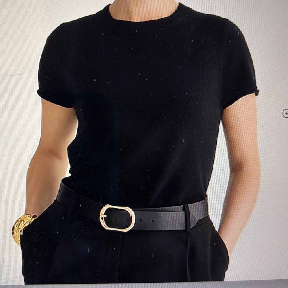 J. Crew Cashmere relaxed t shirt size L black - Picture 2 of 8